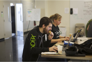 Michele and Shawn hard at coding