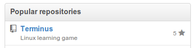 Github's stars on a repository for Terminus
