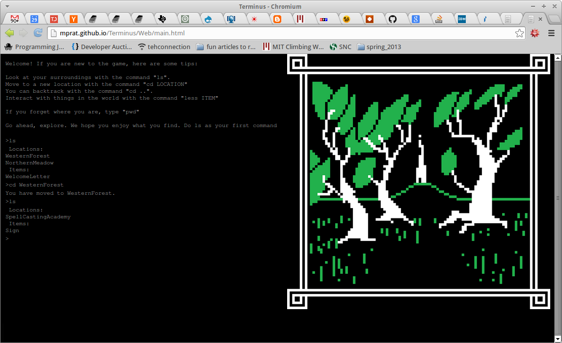 A screenshot of Terminus, the Javascript version